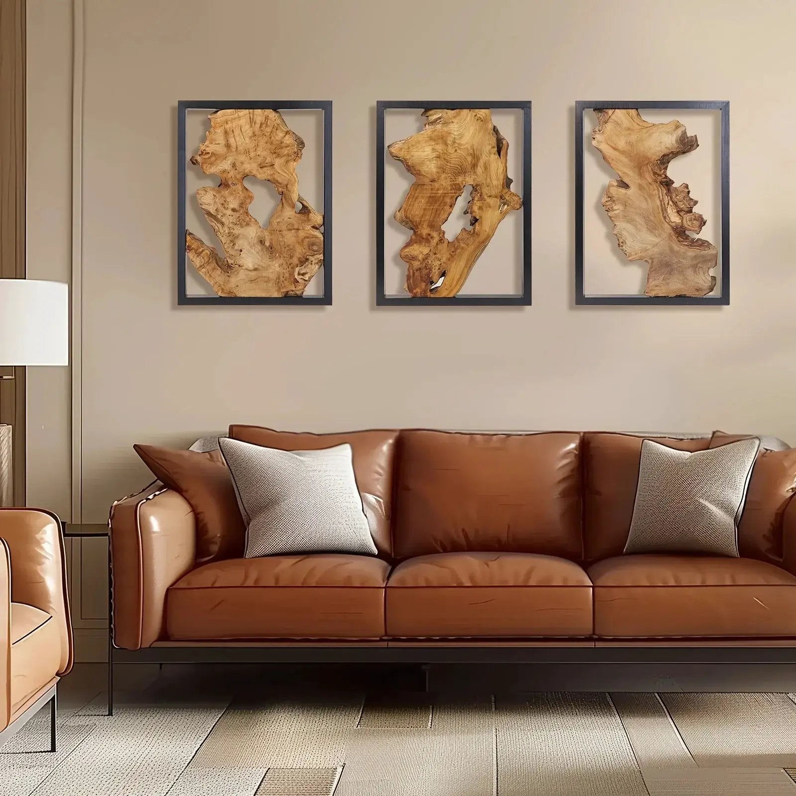 Wood Wall Decor, Handmade Natural Wood Panels with Unique Hanging Style by House Of Avana