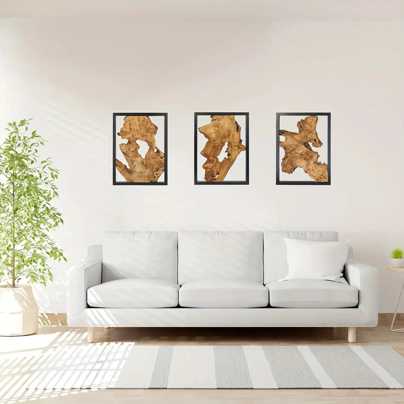 Wood Wall Decor, Handmade Natural Wood Panels with Unique Hanging Style by House Of Avana