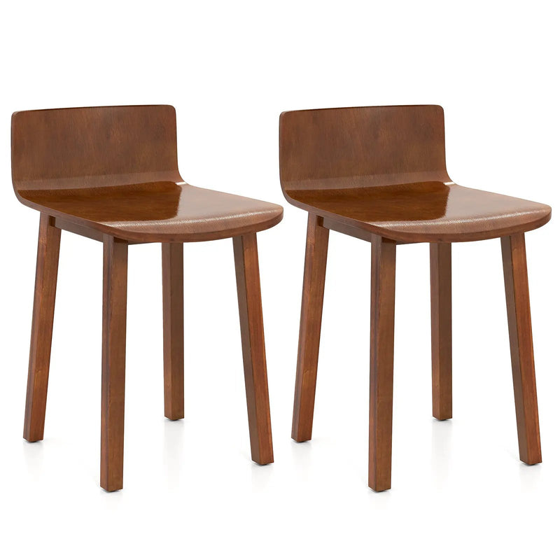 Wood Dining Chair Set of 2 Farmhouse Kitchen Dining Room Chairs Mid-Century Modern Armless Side Chairs-Brown by DirectDeals