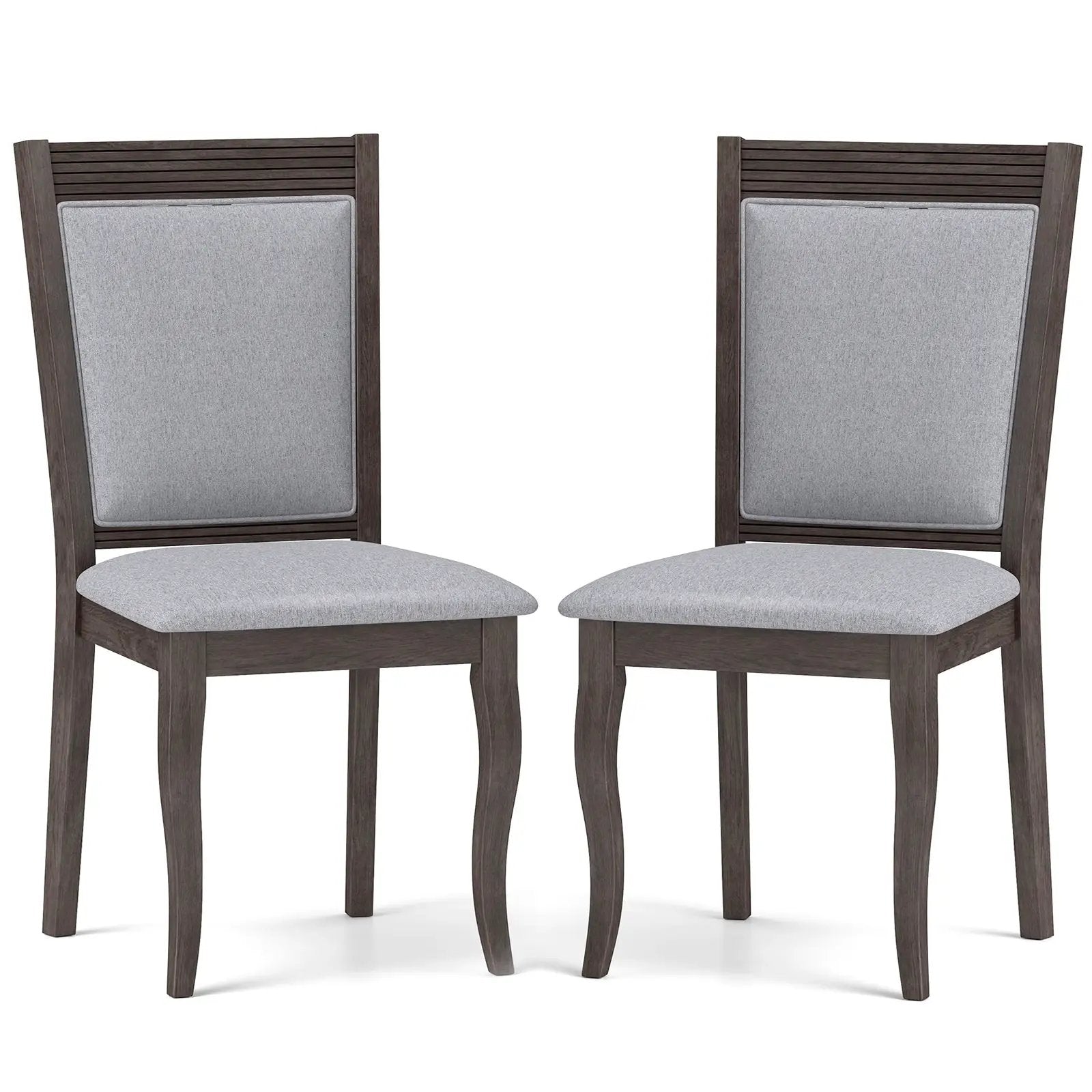 Wood Dining Chairs Set of 2 with Rubber Wood Frame and Padded Seat-Brown by DirectDeals