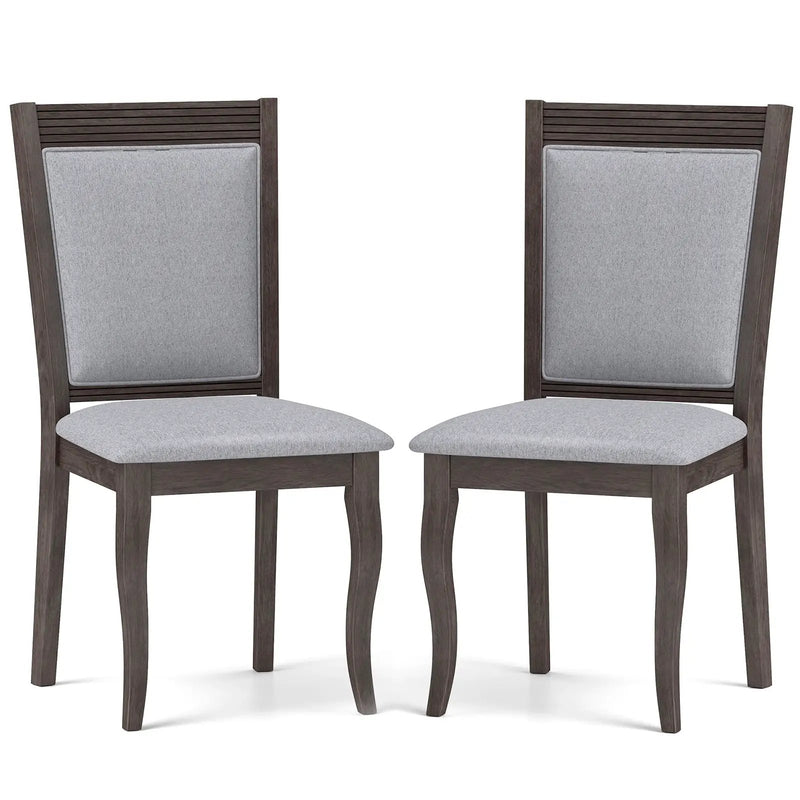 Wood Dining Chairs Set of 2 with Rubber Wood Frame and Padded Seat-Brown by DirectDeals