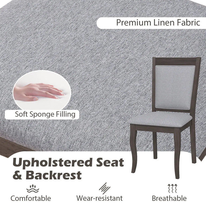 Wood Dining Chairs Set of 2 with Rubber Wood Frame and Padded Seat-Brown by DirectDeals