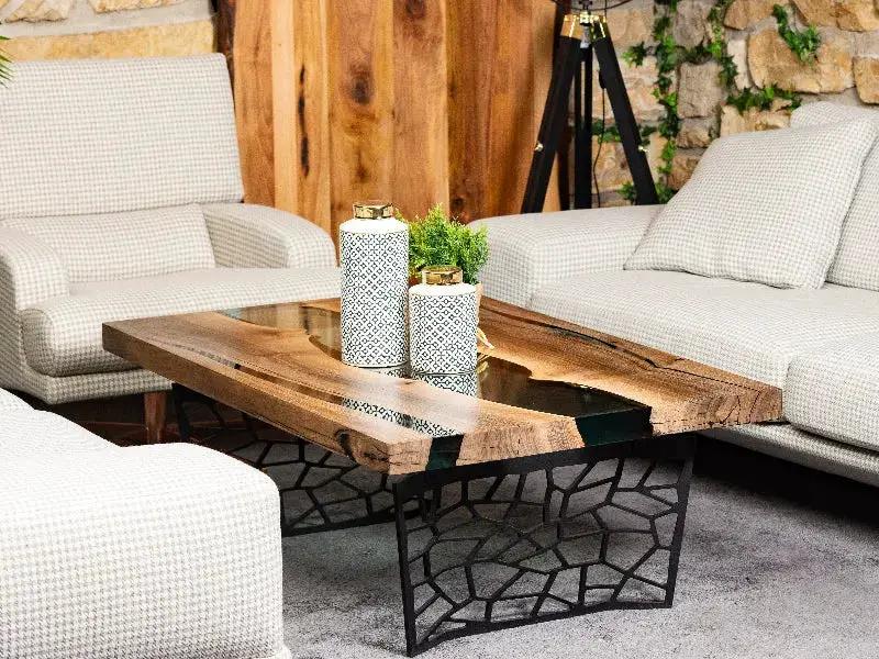 Custom Resin River Walnut Coffee Table | Voronoi Collection, photo 4 of 9