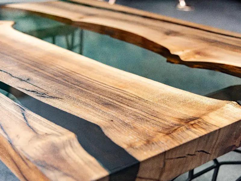 Custom Resin River Walnut Coffee Table | Voronoi Collection, detail 2