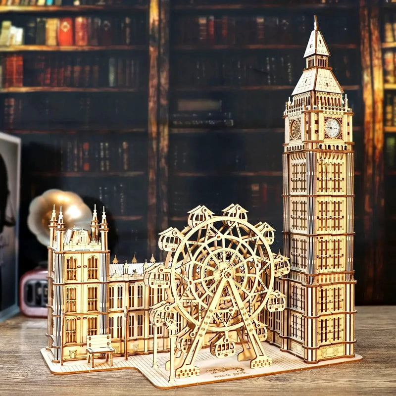 Wooden 3D Puzzle Model Kit of Big Ben with Interlocking Pieces by House Of Avana