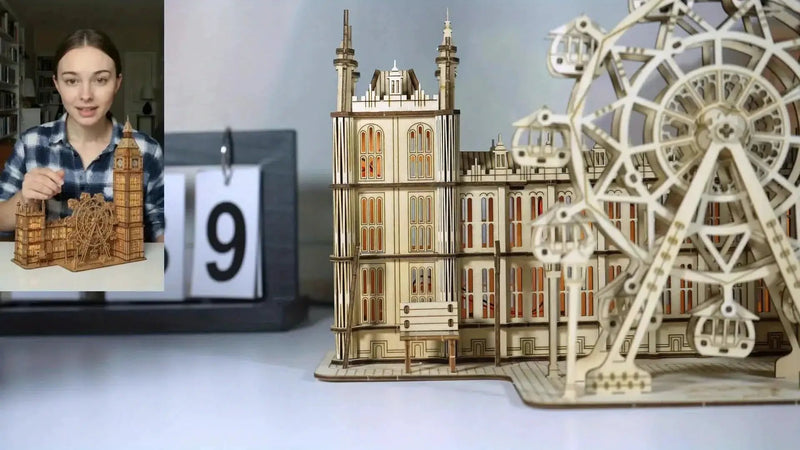 Wooden 3D Puzzle Model Kit of Big Ben with Interlocking Pieces by House Of Avana