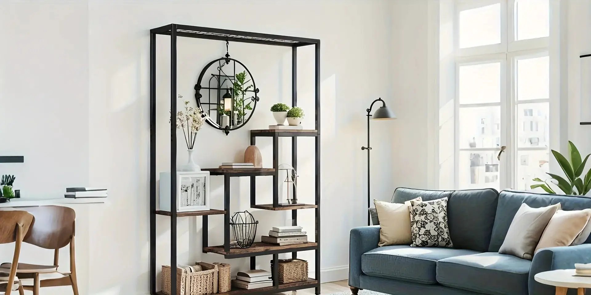 Wooden 5-Tier Bookshelf with Hanging Hooks, 70.9 Inch Tall Natural Wood Plant Stand by House Of Avana