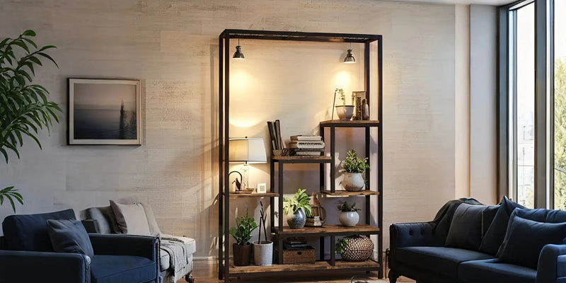 Wooden 5-Tier Bookshelf with Hanging Hooks, 70.9 Inch Tall Natural Wood Plant Stand by House Of Avana