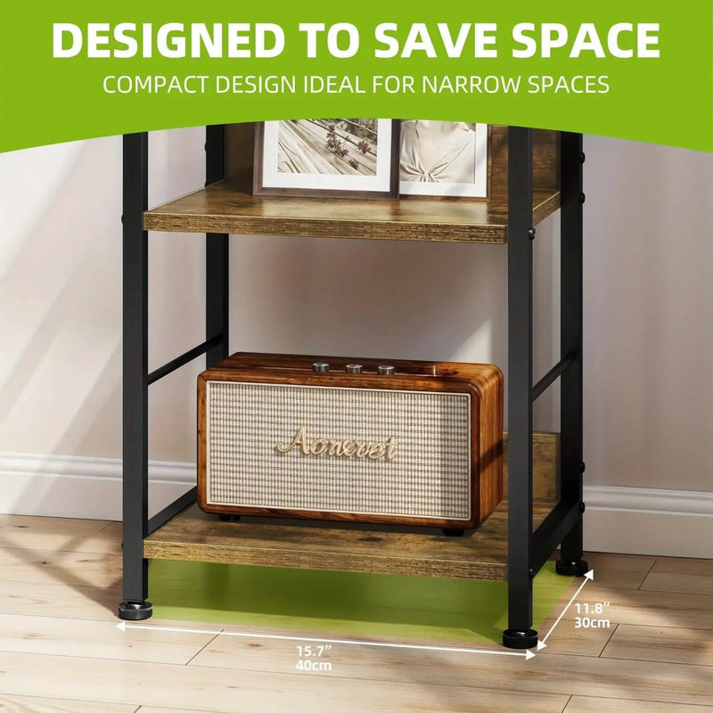 Wooden 6-Tier Brown Bookshelf with Storage Hooks by House Of Avana