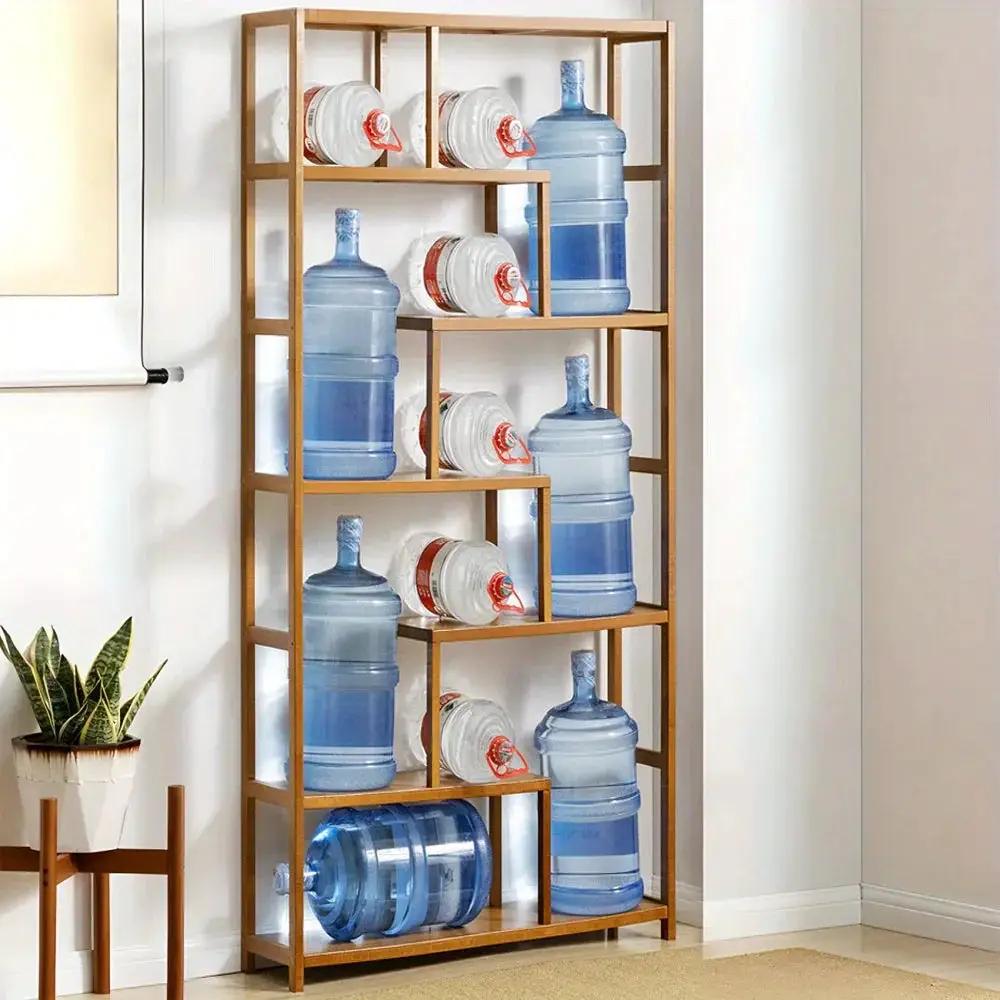Wooden 7-Tier S-Shaped Bookcase with Storage by House Of Avana