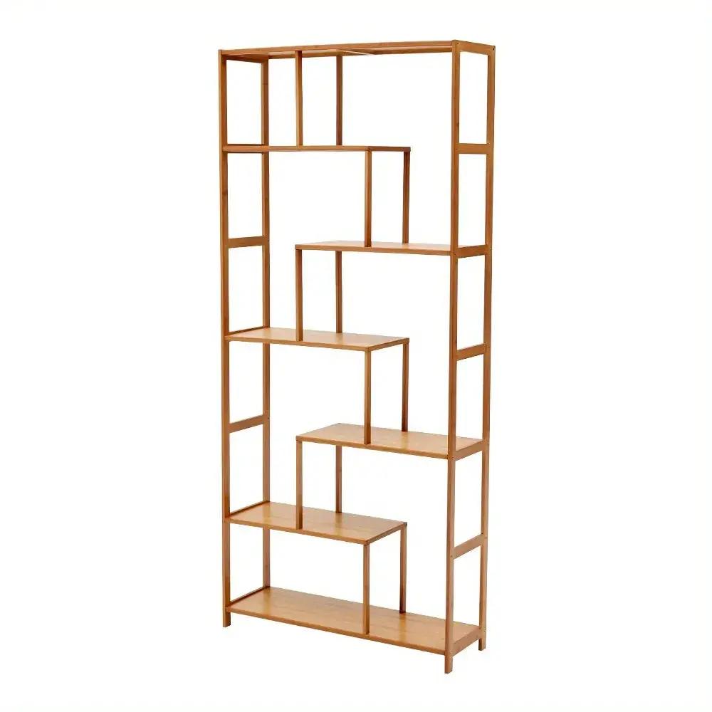 Wooden 7-Tier S-Shaped Bookcase with Storage by House Of Avana