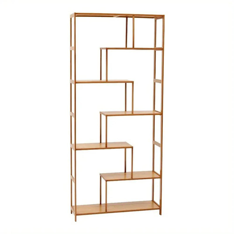 Wooden 7-Tier S-Shaped Bookcase with Storage by House Of Avana