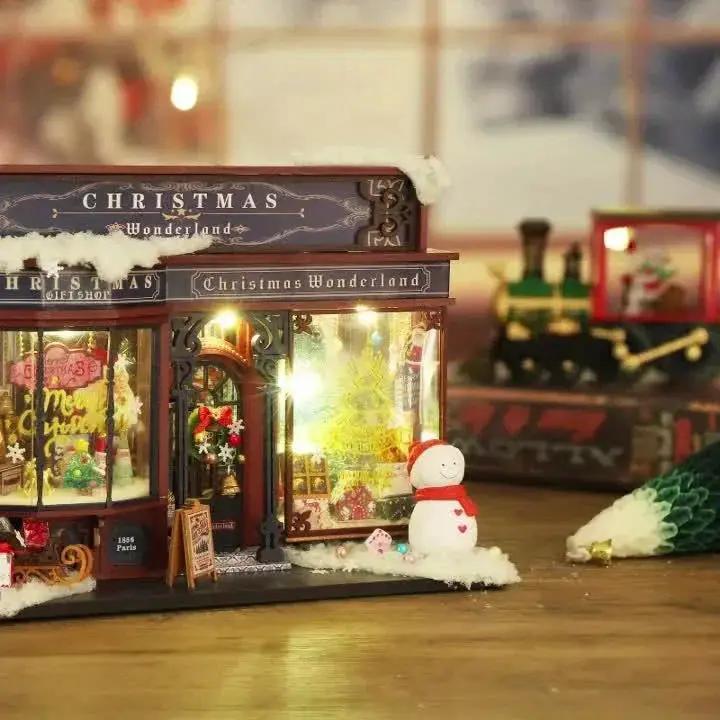Wooden Christmas House Mini Model Kit Handcrafted by House Of Avana