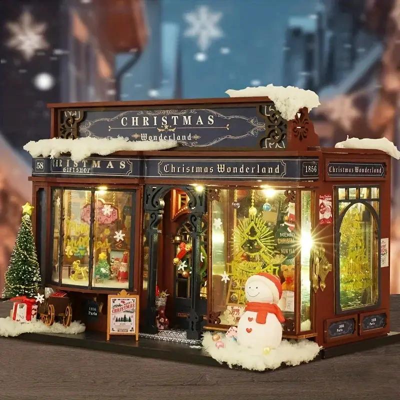 Wooden Christmas House Mini Model Kit Handcrafted by House Of Avana