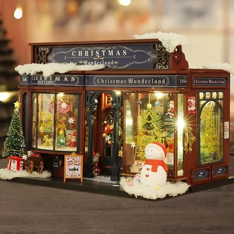 Wooden Christmas House Mini Model Kit Handcrafted by House Of Avana
