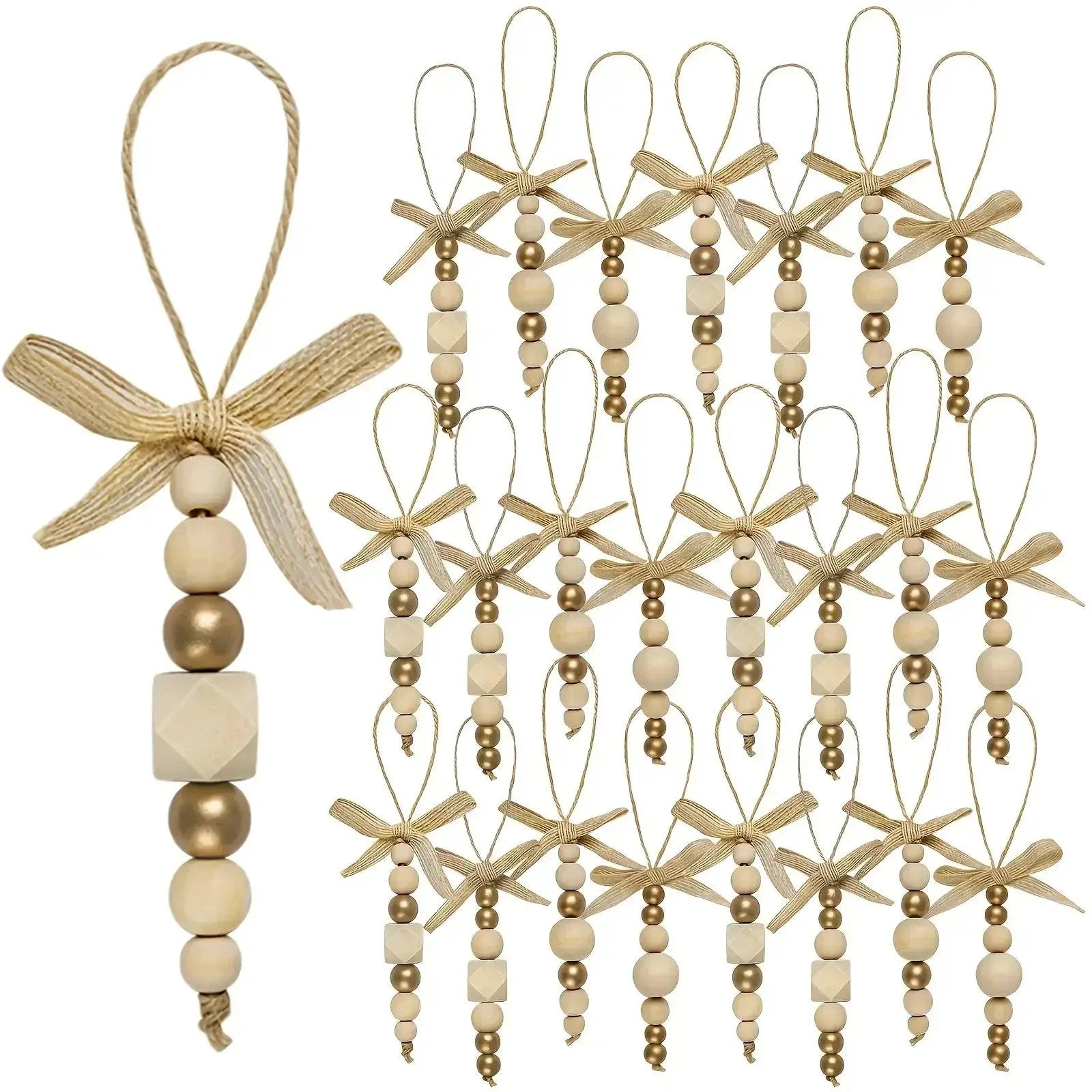 Wooden Christmas Tree Hanging Decor with Beads by House Of Avana