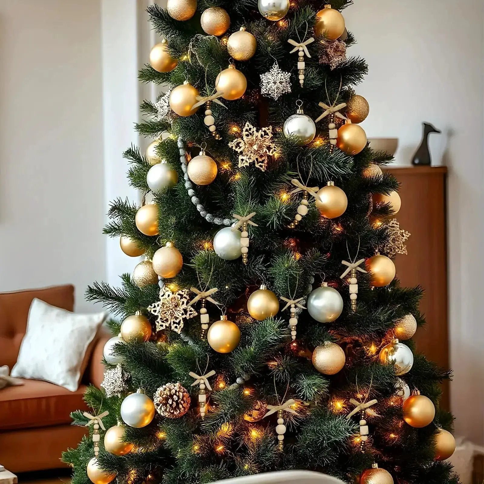 Wooden Christmas Tree Hanging Decor with Beads by House Of Avana