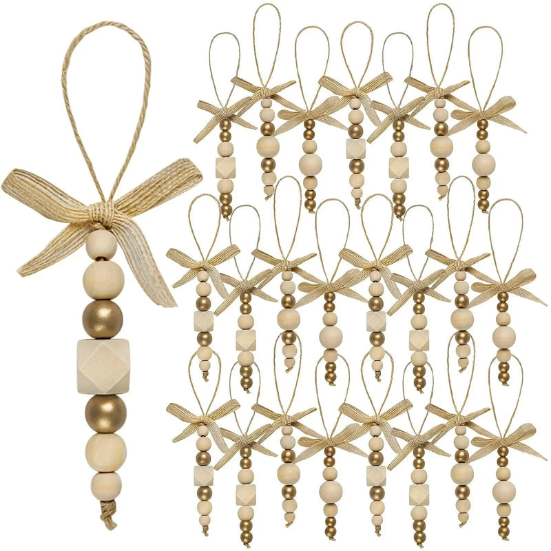 Wooden Christmas Tree Hanging Decor with Beads by House Of Avana