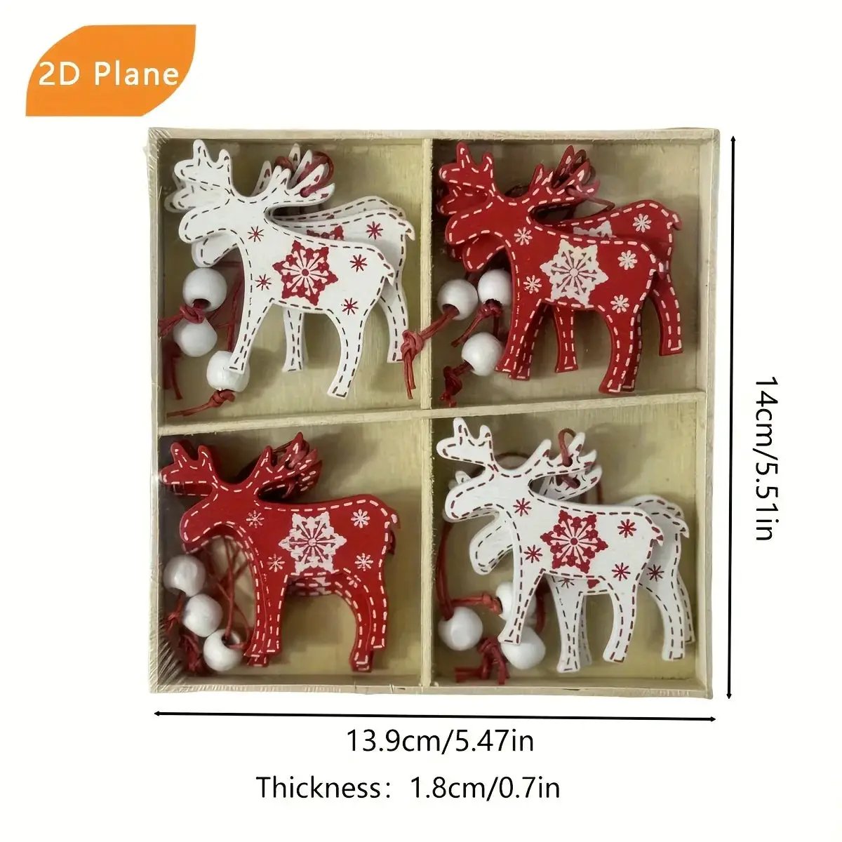 Wooden Christmas Tree Ornaments, 12 Cartoon Shaped Festive Decorations by House Of Avana