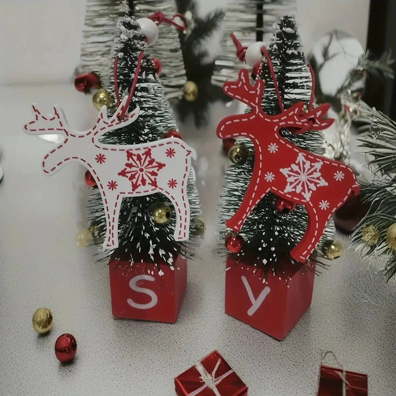 Wooden Christmas Tree Ornaments, 12 Cartoon Shaped Festive Decorations by House Of Avana