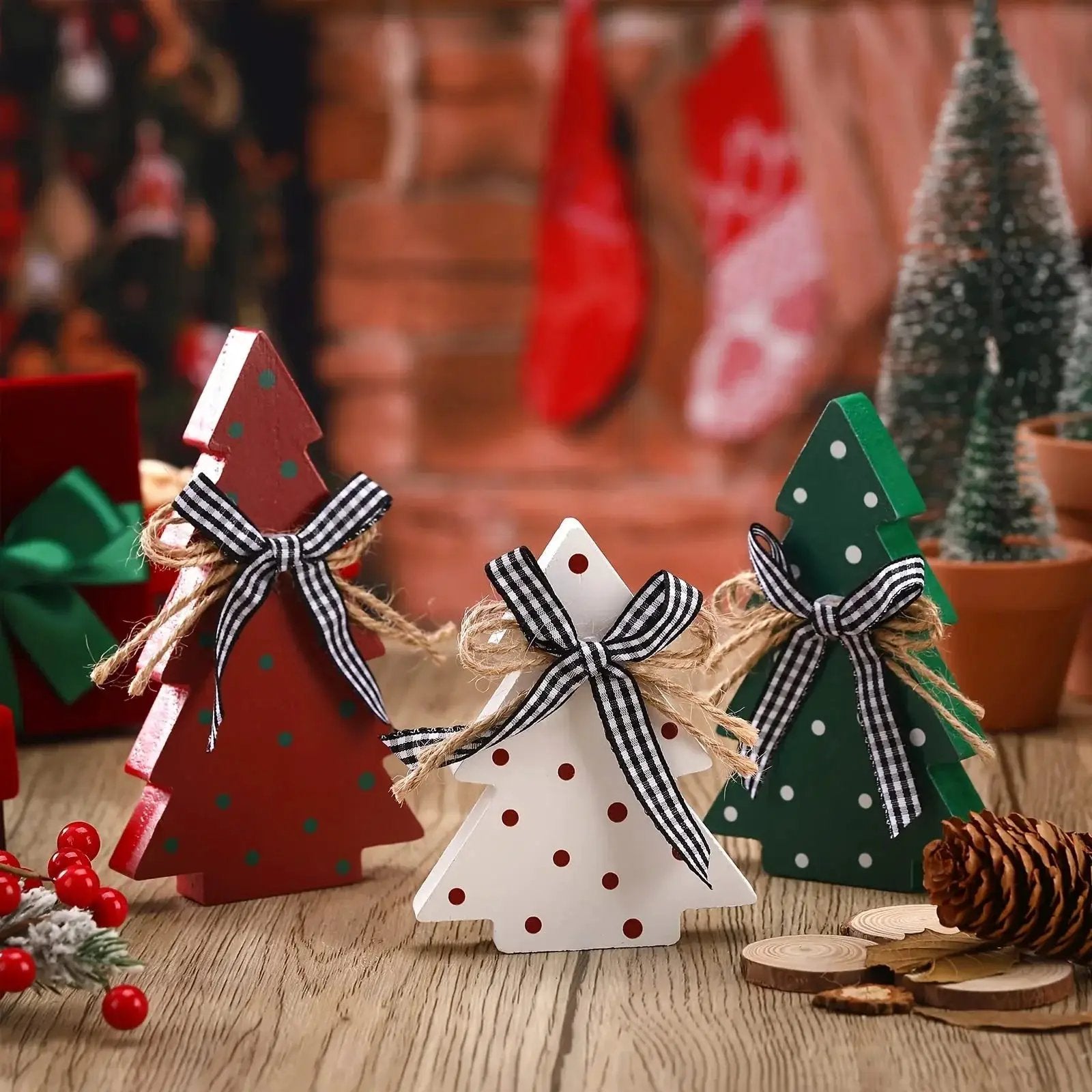 Wooden Christmas Tree Rustic Design with Natural Wood Finish by House Of Avana