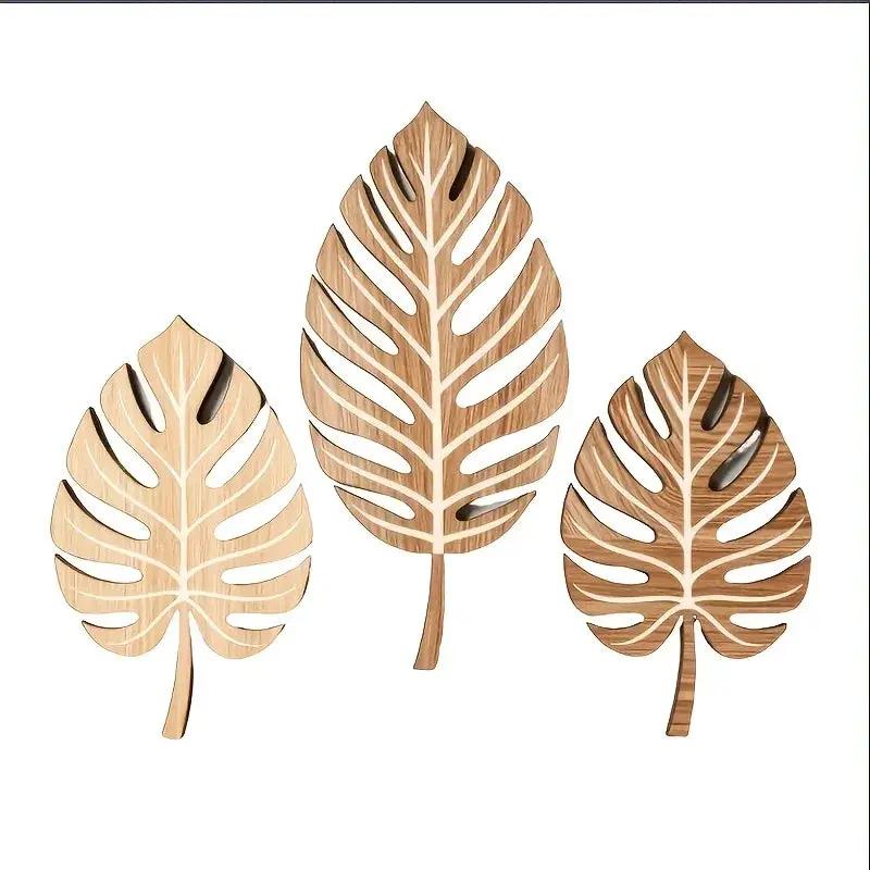 Wooden Christmas Wall Art Set of 3 Botanical Design Plaques by House Of Avana
