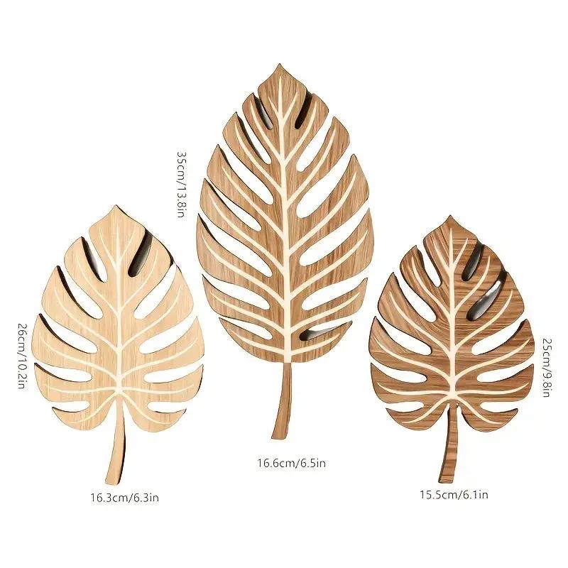 Wooden Christmas Wall Art Set of 3 Botanical Design Plaques by House Of Avana