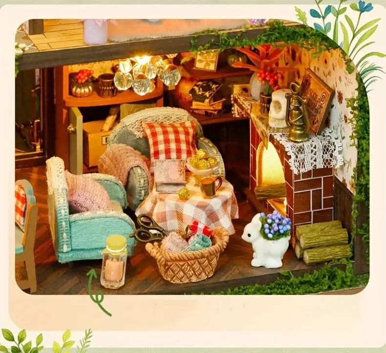 Wooden Dollhouse Kit with Forest Theme and Handmade Details by House Of Avana