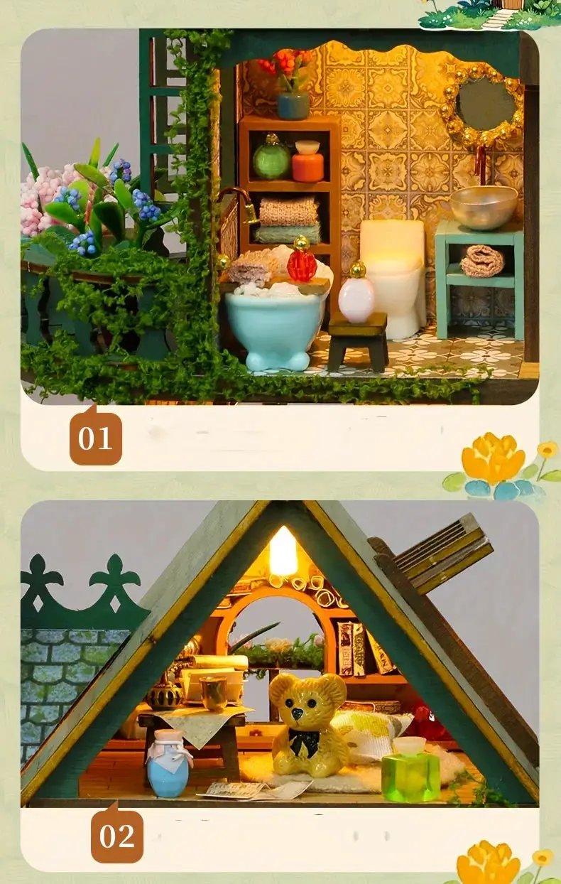 Wooden Dollhouse Kit with Forest Theme and Handmade Details by House Of Avana