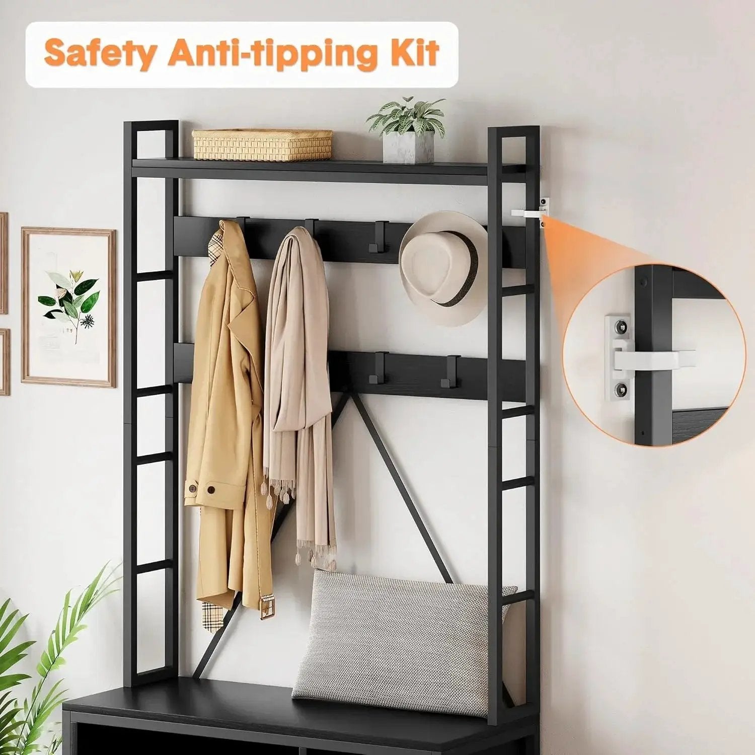 Wooden Hall Tree with Storage Bench and Coat Rack by House Of Avana