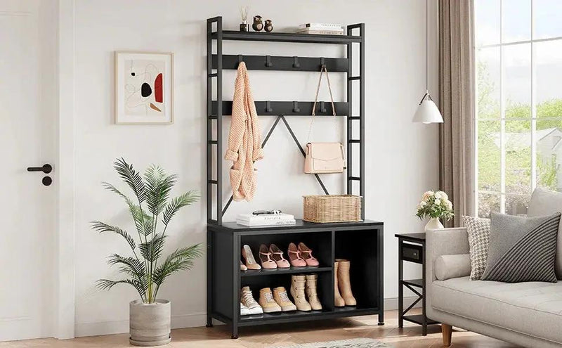 Wooden Hall Tree with Storage Bench and Coat Rack by House Of Avana