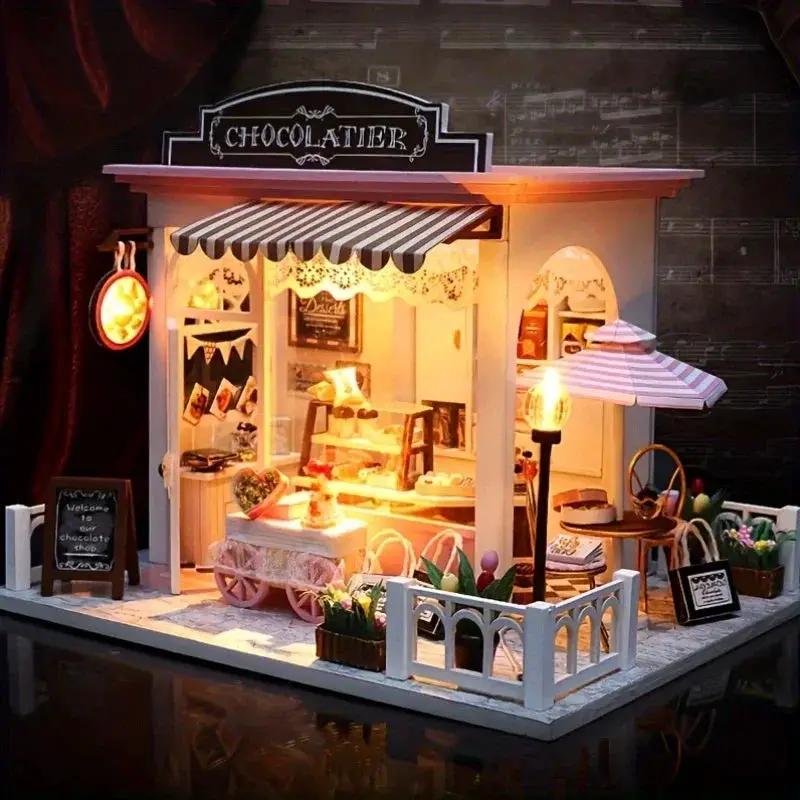 Wooden Miniature Coffee Shop Model House Handmade Wooden Decoration by House Of Avana