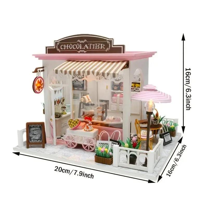 Wooden Miniature Coffee Shop Model House Handmade Wooden Decoration by House Of Avana
