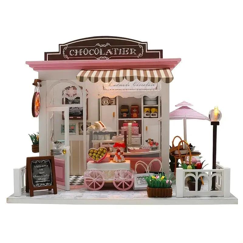 Wooden Miniature Coffee Shop Model House Handmade Wooden Decoration by House Of Avana