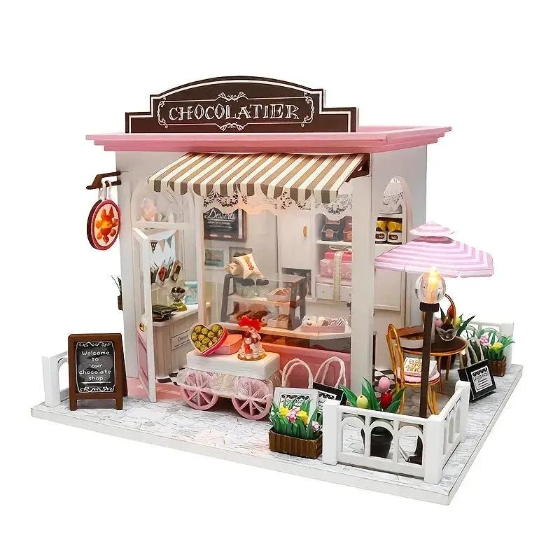 Wooden Miniature Coffee Shop Model House Handmade Wooden Decoration by House Of Avana