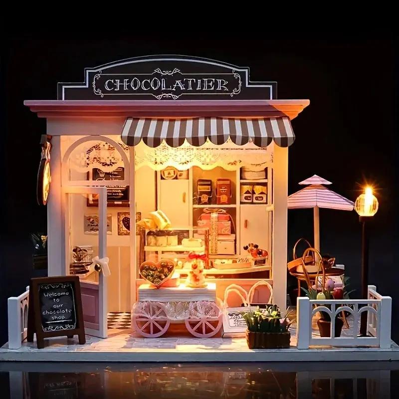 Wooden Miniature Coffee Shop Model House Handmade Wooden Decoration by House Of Avana