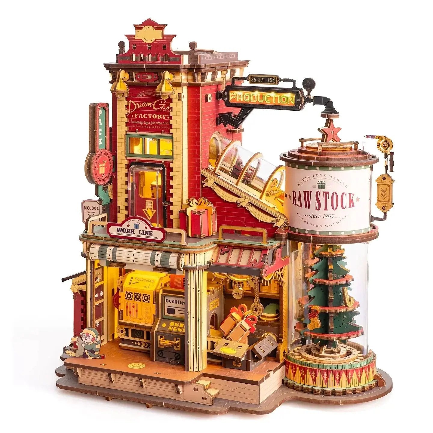 Wooden Music Box Dollhouse with Holiday Melody by House Of Avana