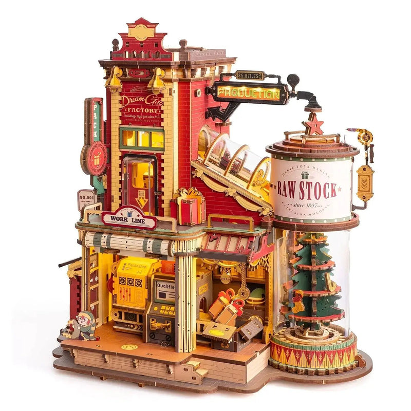 Wooden Music Box Dollhouse with Holiday Melody by House Of Avana