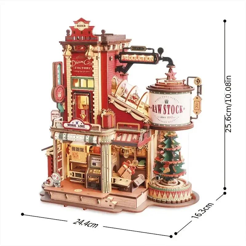 Wooden Music Box Dollhouse with Holiday Melody by House Of Avana