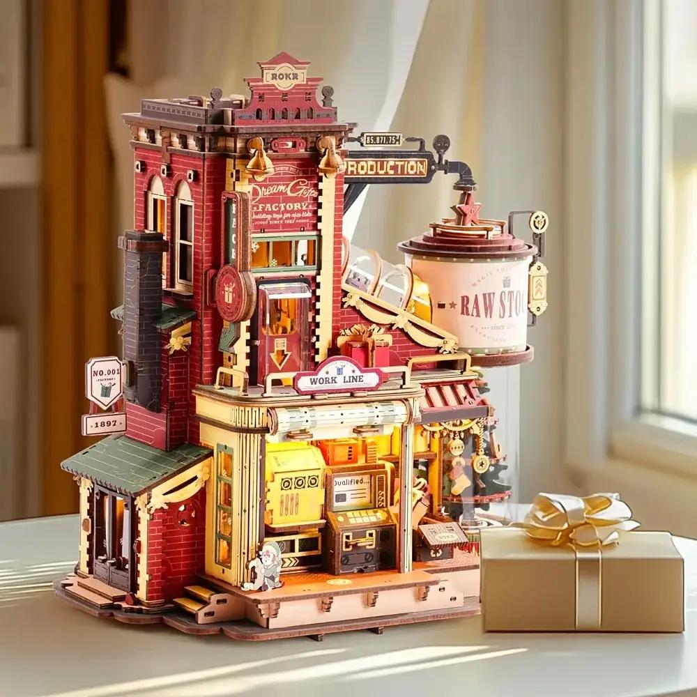 Wooden Music Box Dollhouse with Holiday Melody by House Of Avana