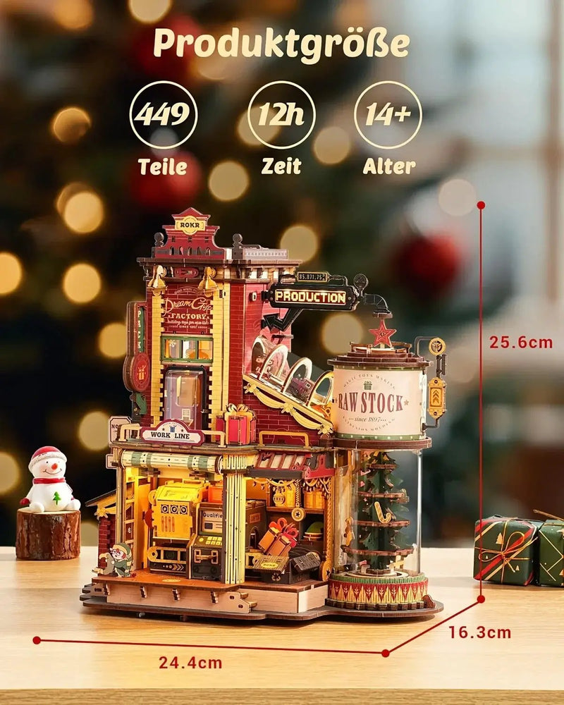 Wooden Music Box Dollhouse with Holiday Melody by House Of Avana