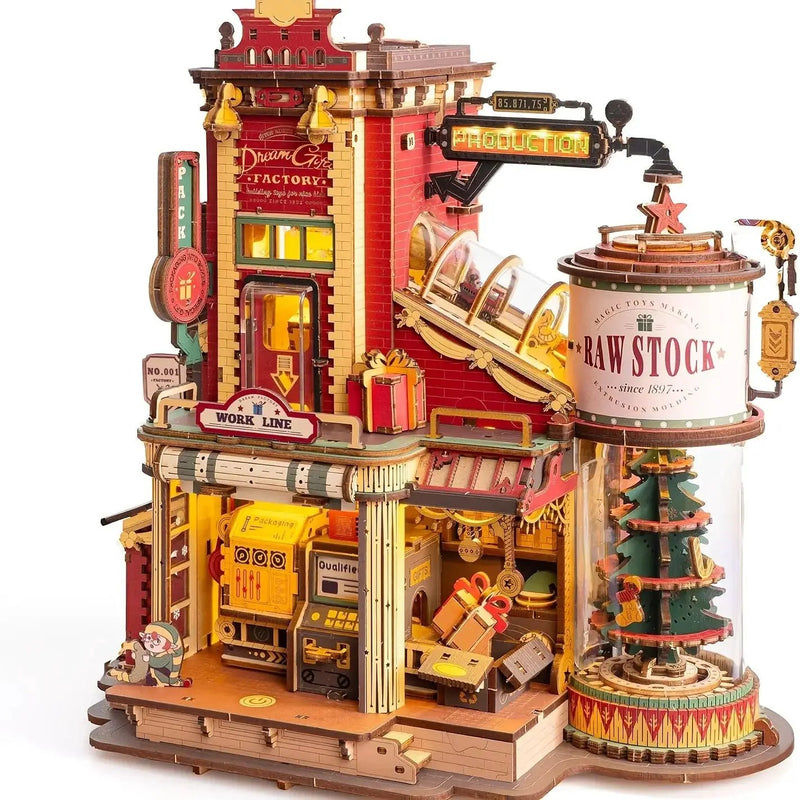 Wooden Music Box Dollhouse with Holiday Melody by House Of Avana