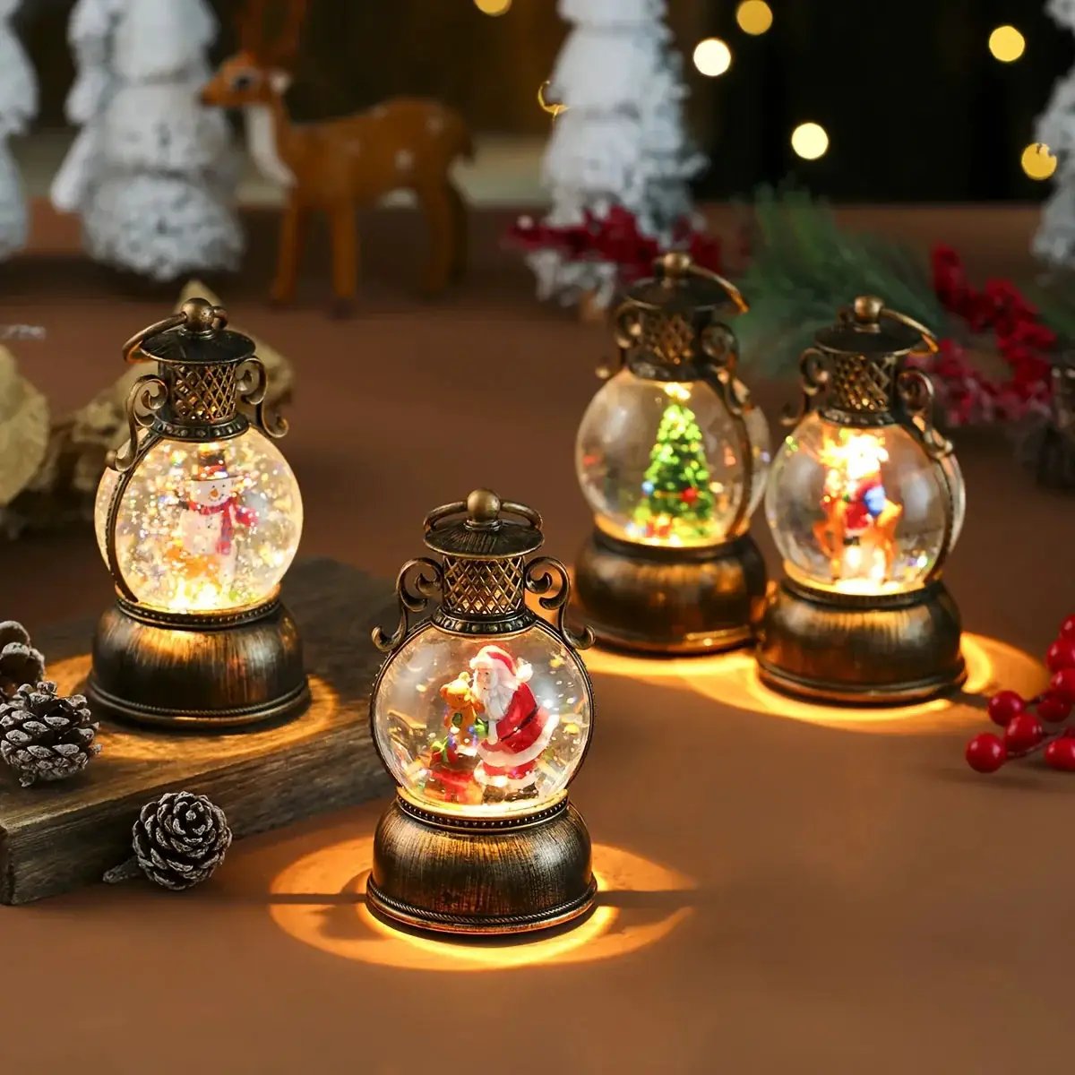 Wooden Music Box with Glowing Snowfall and USB Power by House Of Avana