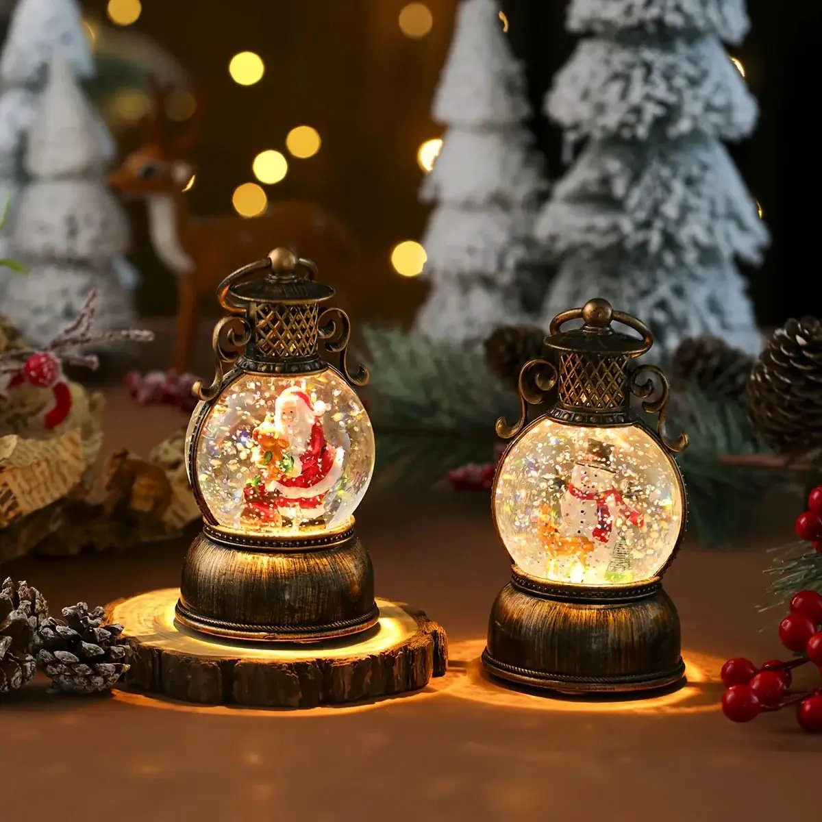 Wooden Music Box with Glowing Snowfall and USB Power by House Of Avana