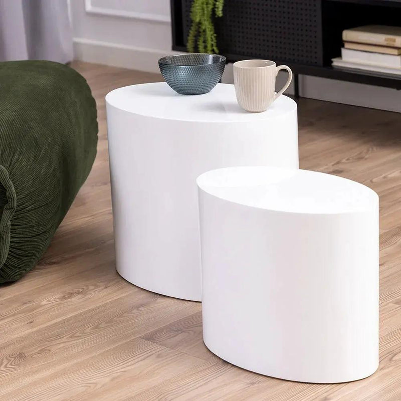 Wooden Oval Coffee Table Set with Multiple Colors by House Of Avana
