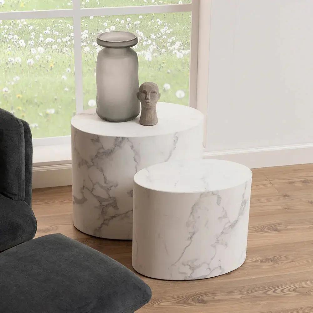 Wooden Oval Coffee Table Set with Multiple Colors by House Of Avana
