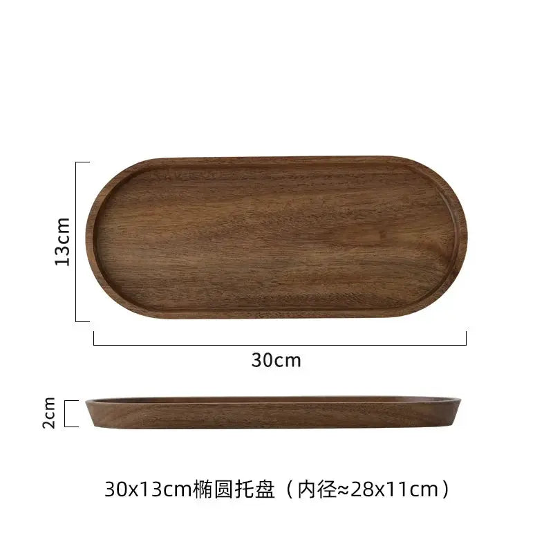 Wooden Round Tea Tray Serving Platter by House Of Avana