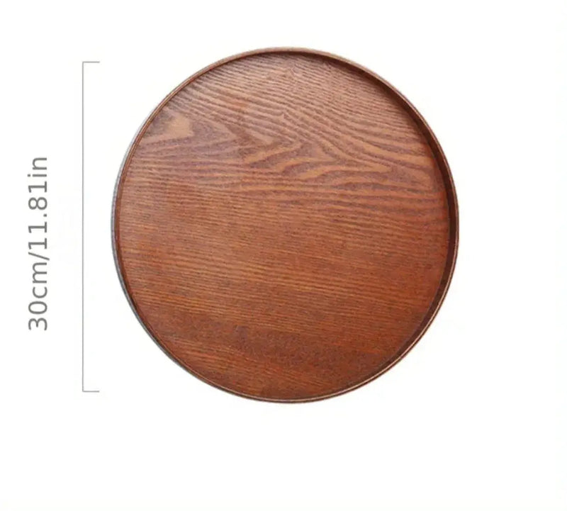 Wooden Serving Tray Round Natural Wood Platter by House Of Avana
