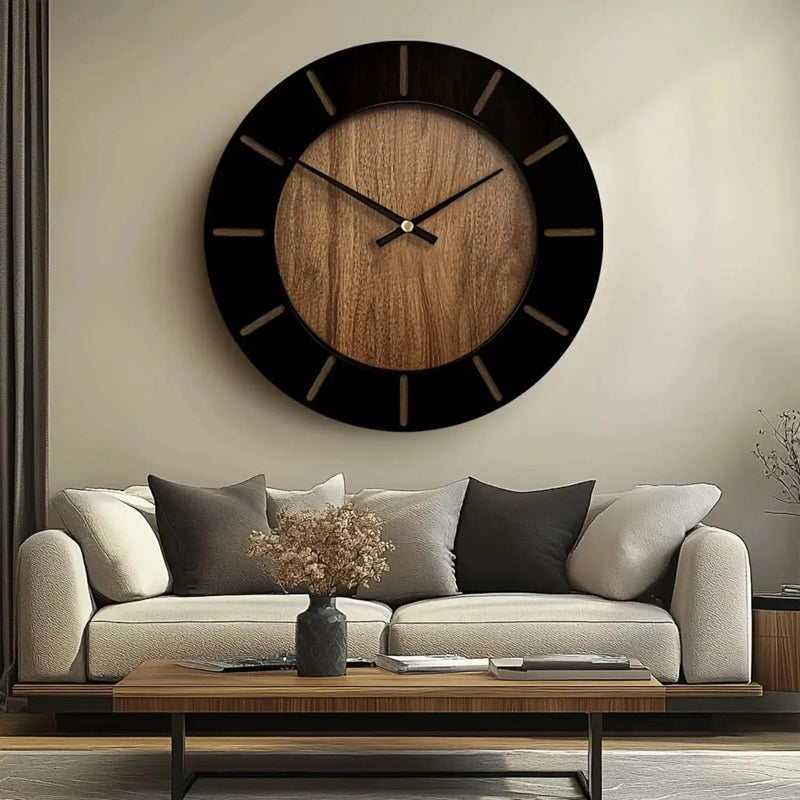 Wooden Silent Wall Clock with Vintage Design by House Of Avana