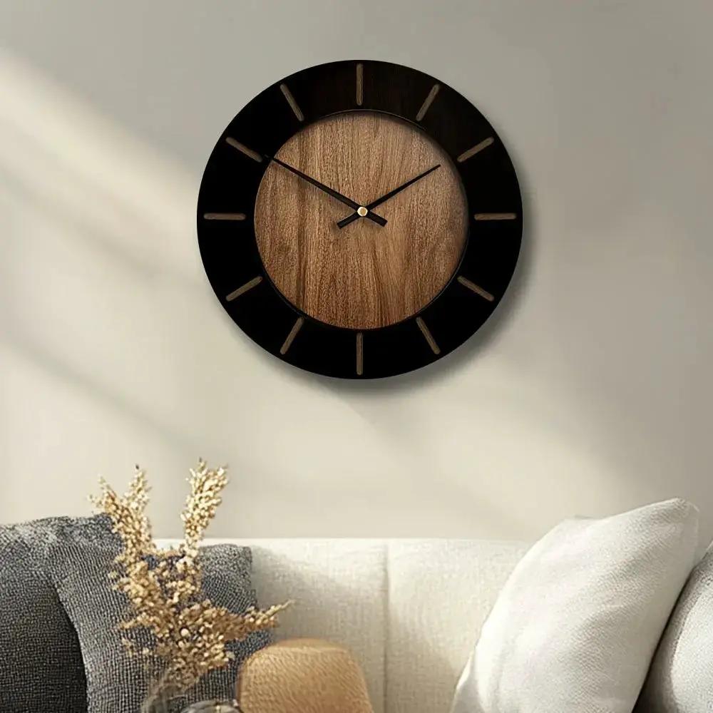 Wooden Silent Wall Clock with Vintage Design by House Of Avana